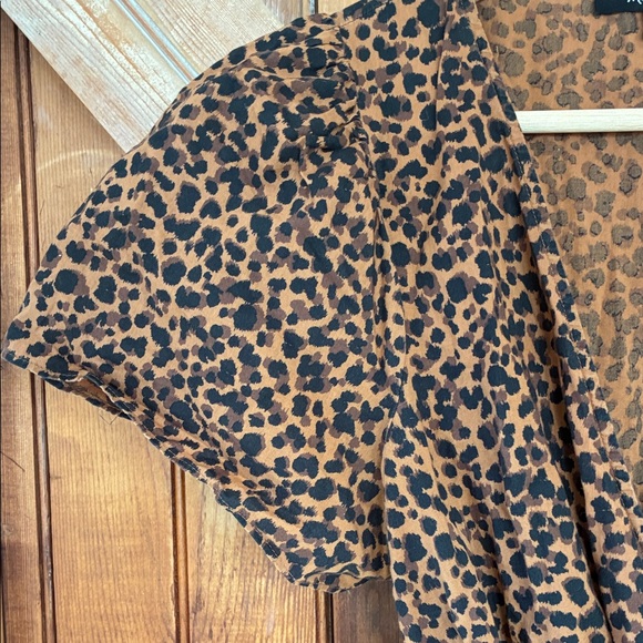 Madewell Women’s Leopard Animal Print Flutter Sleeve Wrap Dress, M, Like New - Picture 3 of 6